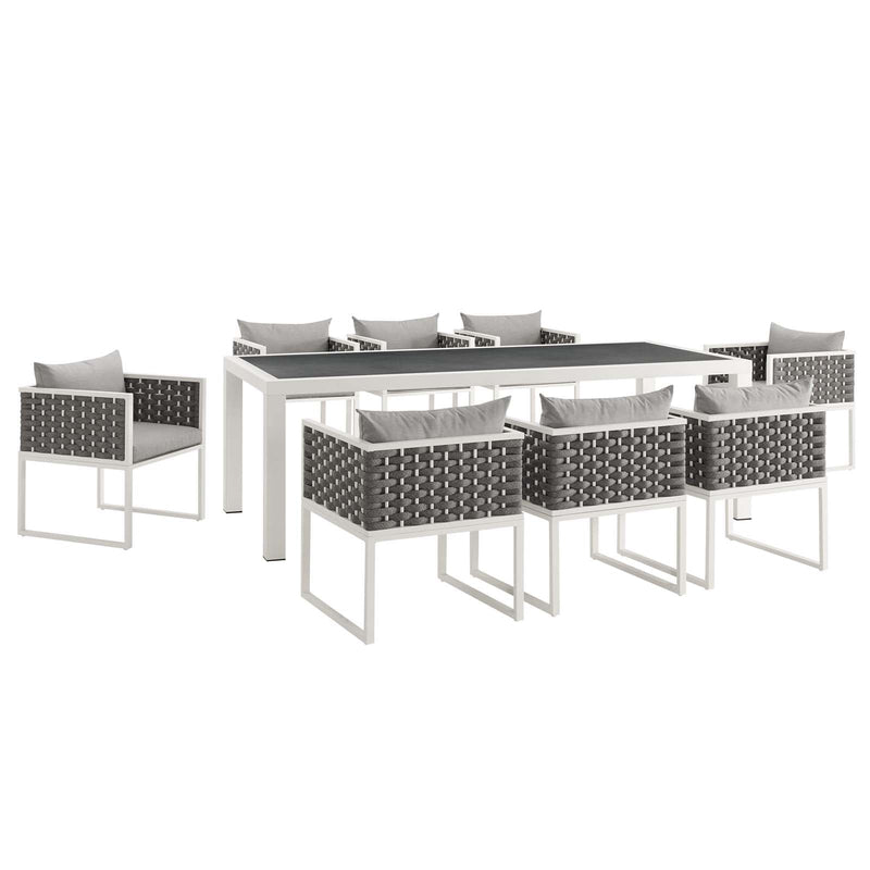 Emory 9 Piece Outdoor Patio Aluminum Dining Set