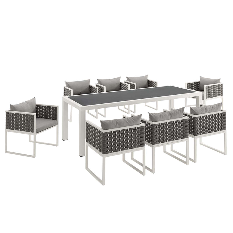 Emory 9 Piece Outdoor Patio Aluminum Dining Set