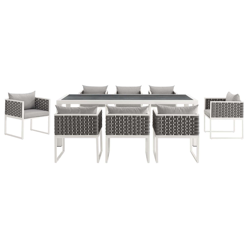 Emory 9 Piece Outdoor Patio Aluminum Dining Set