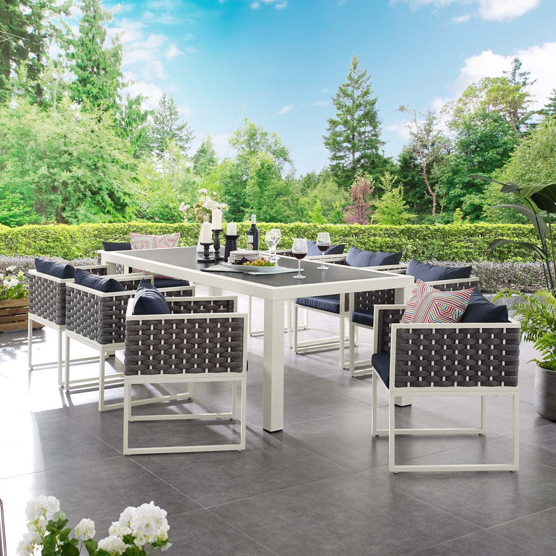 Emory 9 Piece Outdoor Patio Aluminum Dining Set