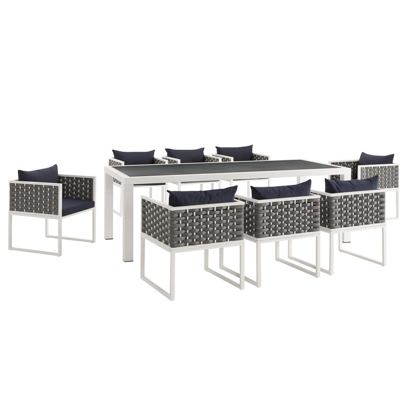 Emory 9 Piece Outdoor Patio Aluminum Dining Set