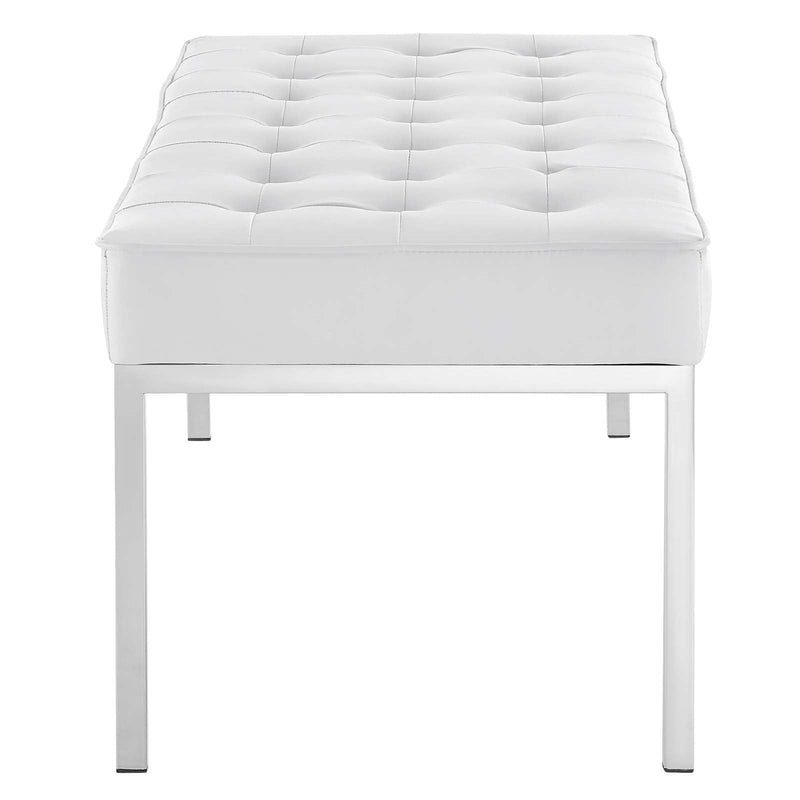 Granger Tufted Large Upholstered Faux Leather Bench