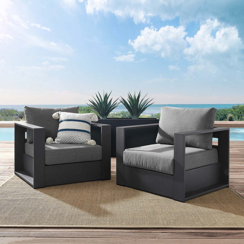 Lionel Outdoor Patio Powder-Coated Aluminum 2-Piece Armchair Set