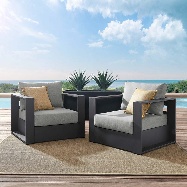 Lionel Outdoor Patio Powder-Coated Aluminum 2-Piece Armchair Set