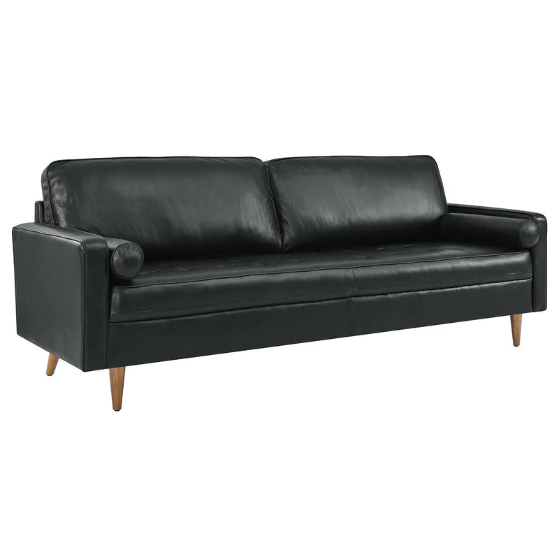 Top Grain Leather Ebony Black Designer Sofa