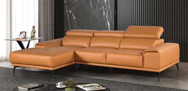 Zephyr L Shaped Top Grain Leather Sectional Lounge Sofa by VinelandOrr