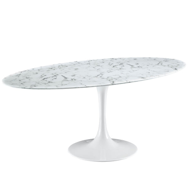 Angie 78" Oval Artificial Marble Dining Table