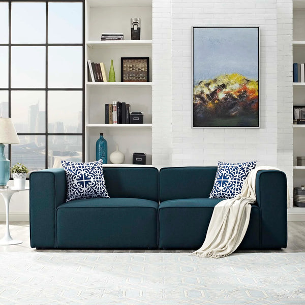 Linda 2 Piece Upholstered Fabric Sectional Sofa Set