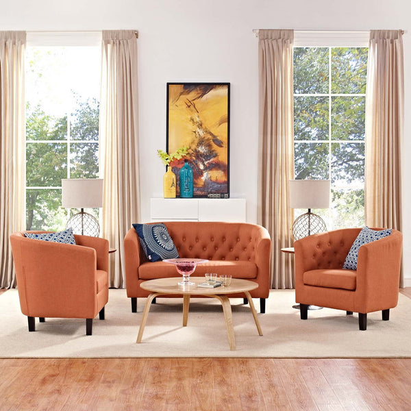 Julianna 3 Piece Upholstered Fabric Loveseat and Armchair Set