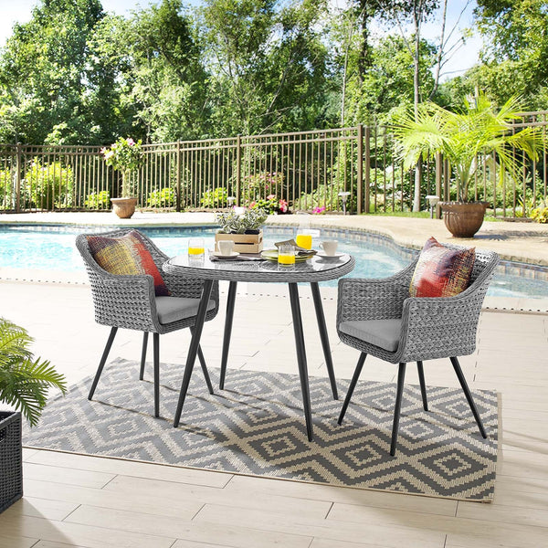 Oaklee 3 Piece Outdoor Patio Wicker Rattan Dining Set