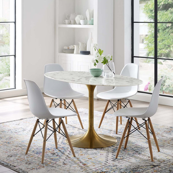 Fallon 54" Oval Artificial Marble Dining Table