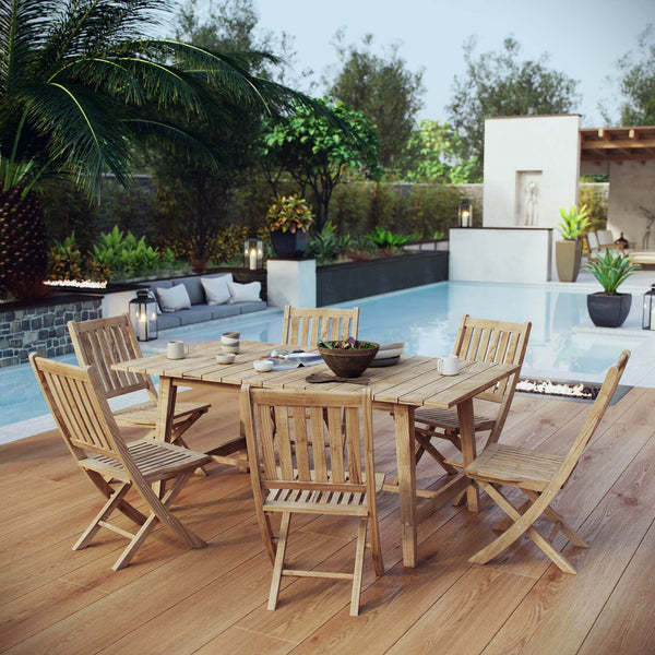 Nayeli 7 Piece Outdoor Patio Teak Dining Set