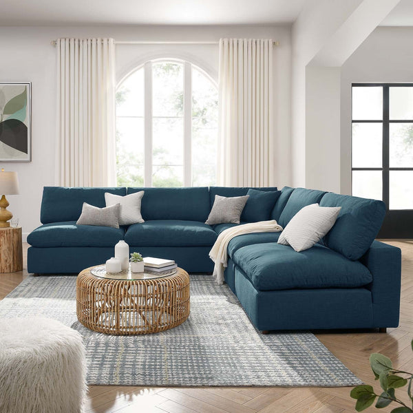 Liberty Down Filled Overstuffed 5-Piece Armless Sectional Sofa