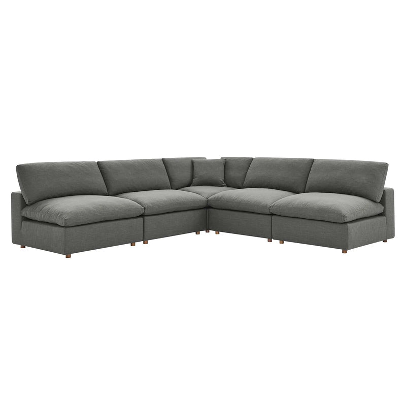 Liberty Down Filled Overstuffed 5-Piece Armless Sectional Sofa