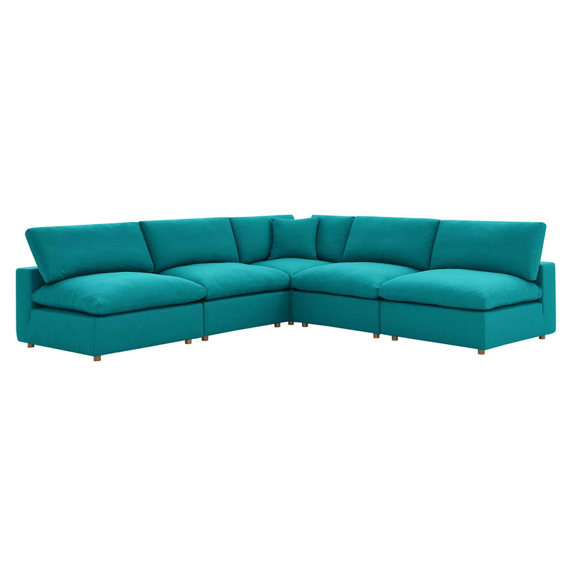 Liberty Down Filled Overstuffed 5-Piece Armless Sectional Sofa