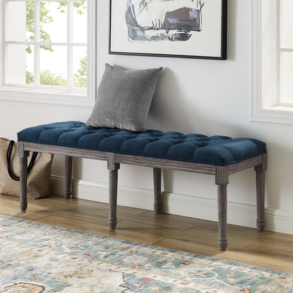 Billie French Vintage Upholstered Fabric Bench