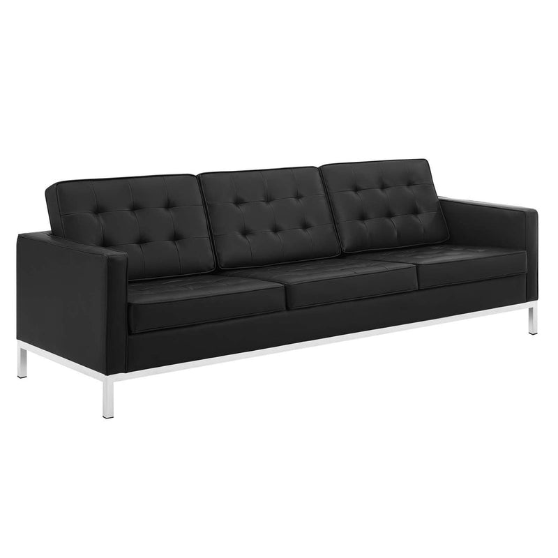 Granger Tufted Upholstered Faux Leather Sofa