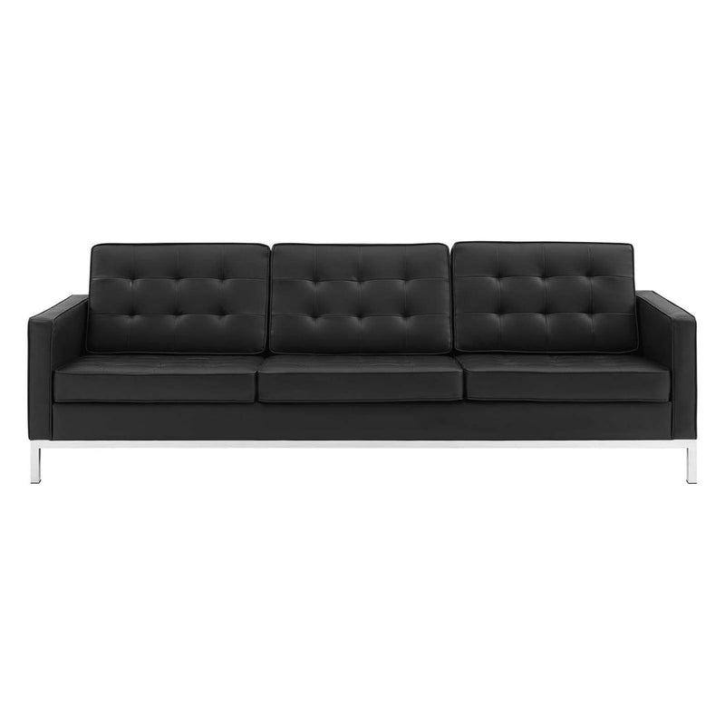 Granger Tufted Upholstered Faux Leather Sofa