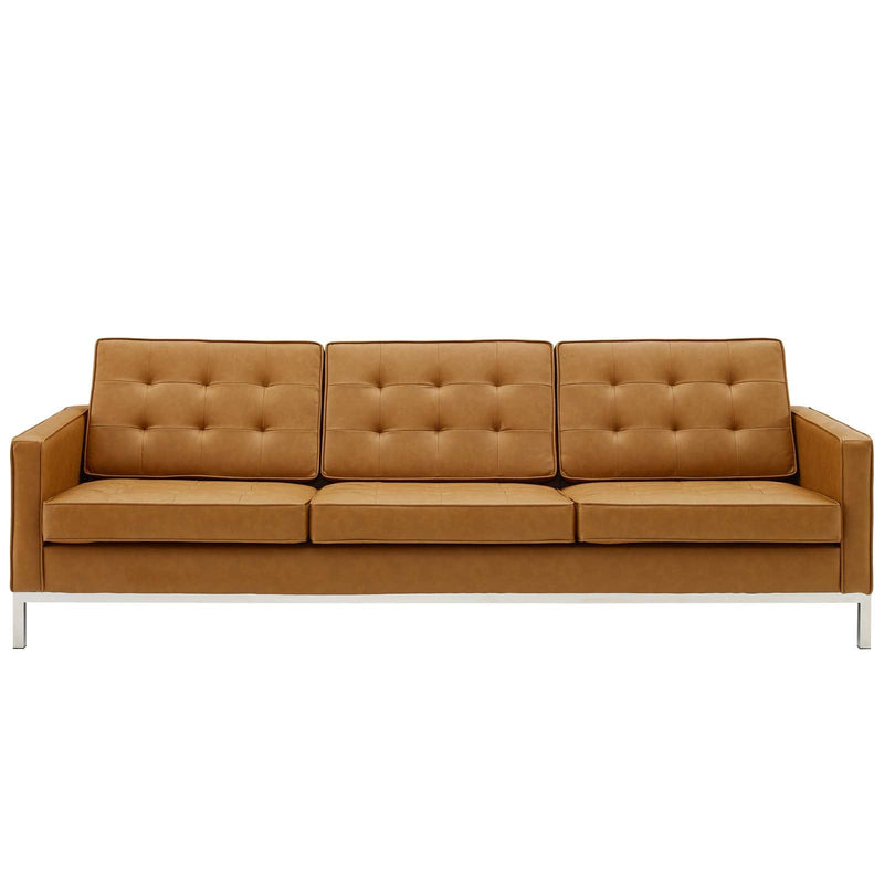 Granger Tufted Upholstered Faux Leather Sofa