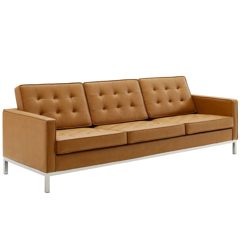 Granger Tufted Upholstered Faux Leather Sofa