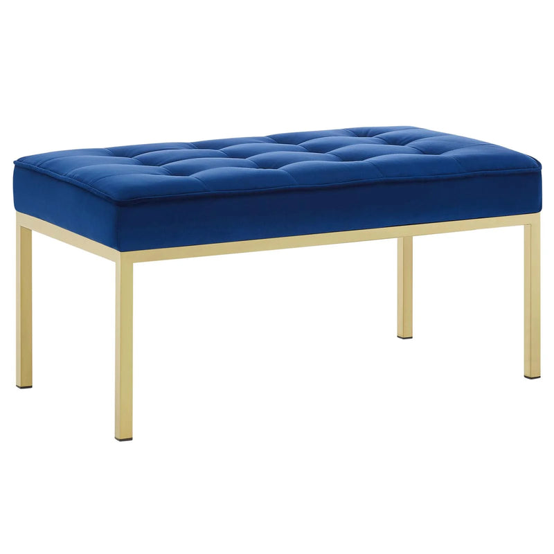 Granger Gold Stainless Steel Leg Medium Performance Velvet Bench