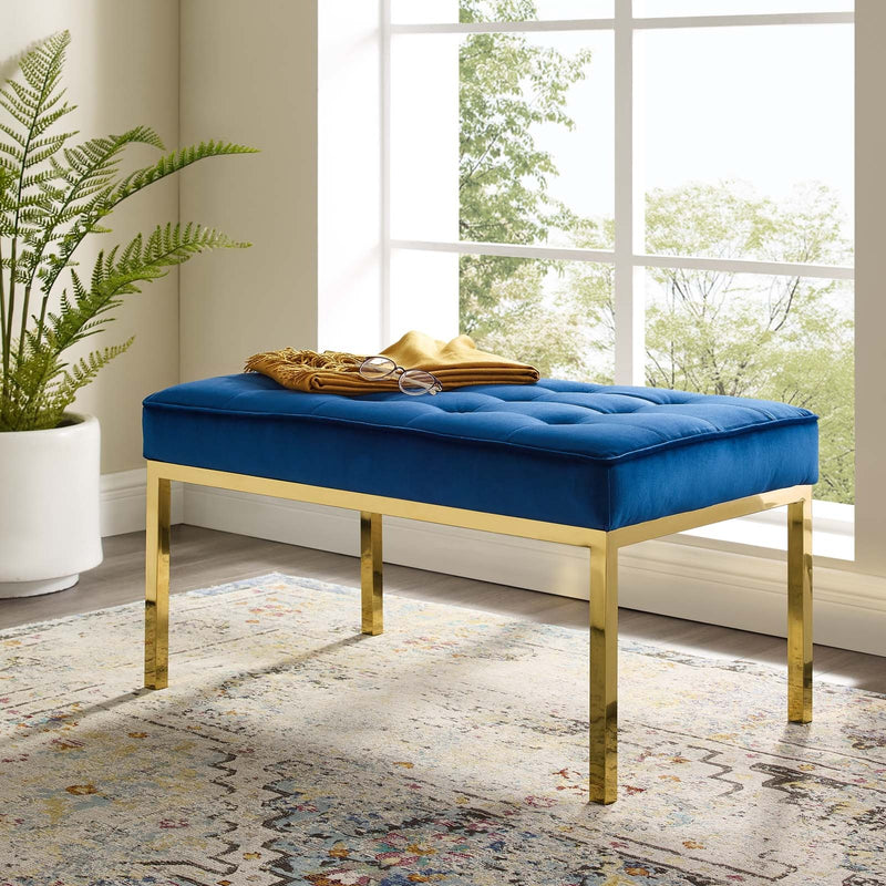 Granger Gold Stainless Steel Leg Medium Performance Velvet Bench