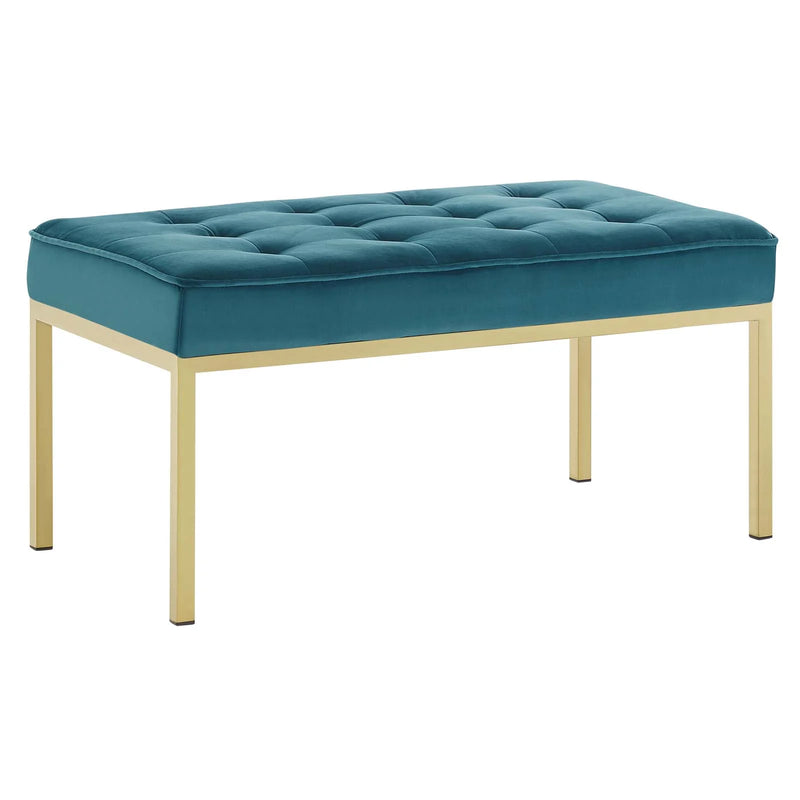 Granger Gold Stainless Steel Leg Medium Performance Velvet Bench