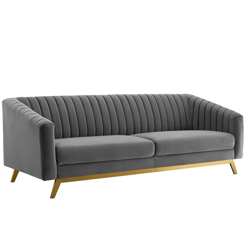 Emmanuel Vertical Channel Tufted Performance Velvet Sofa