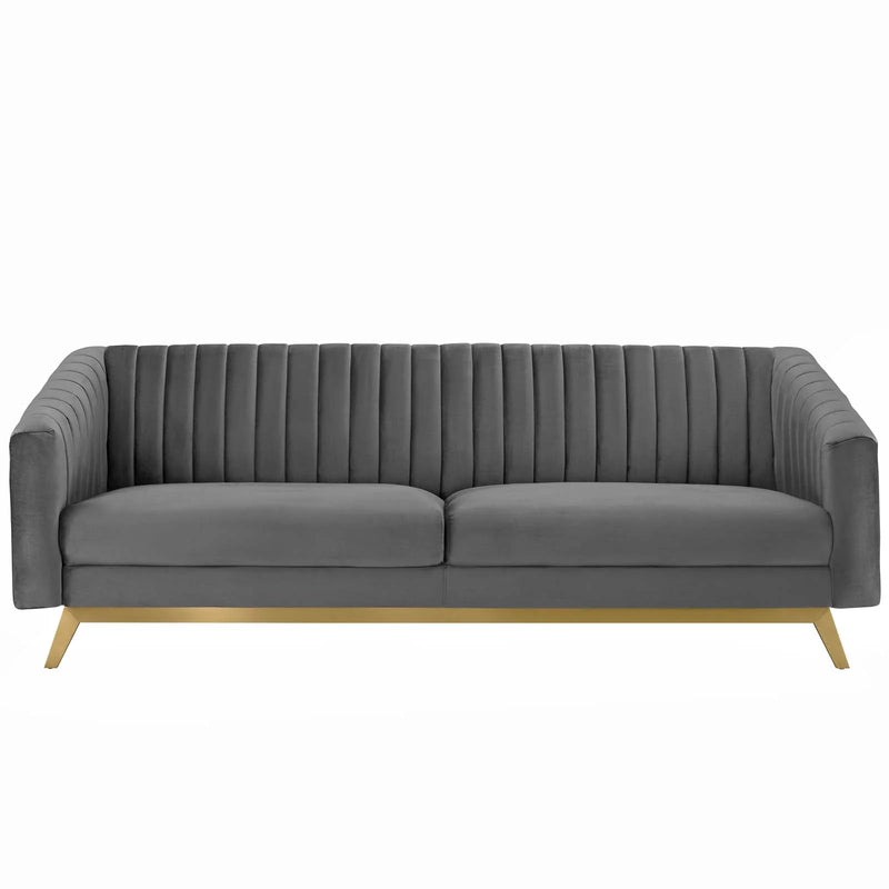 Emmanuel Vertical Channel Tufted Performance Velvet Sofa