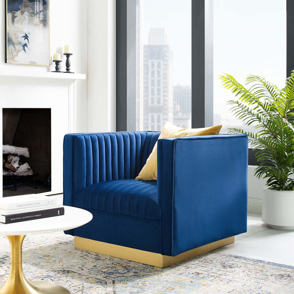 Jimmy Vertical Channel Tufted Accent Performance Velvet Armchair