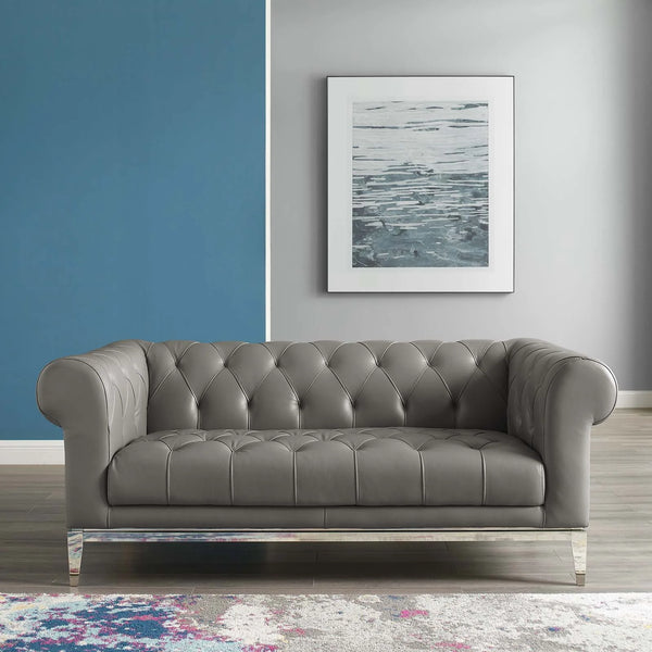 Jayda Upholstered Leather Chesterfield Loveseat