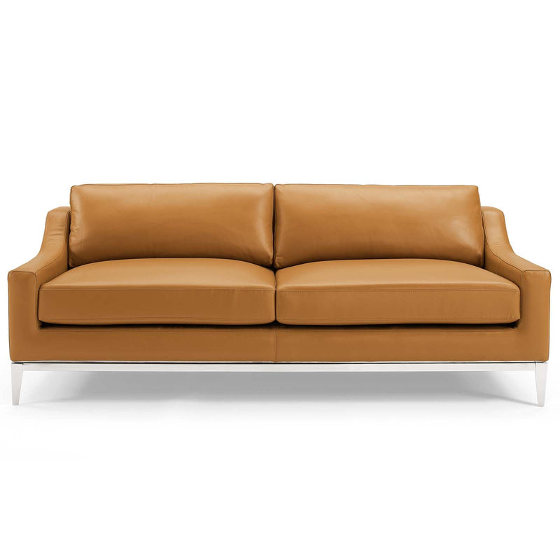 Kaiser 83.5" Stainless Steel Base Leather Sofa