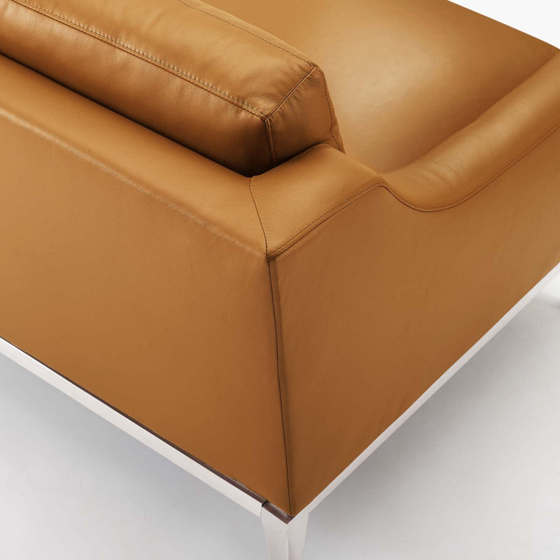 Kaiser 83.5" Stainless Steel Base Leather Sofa