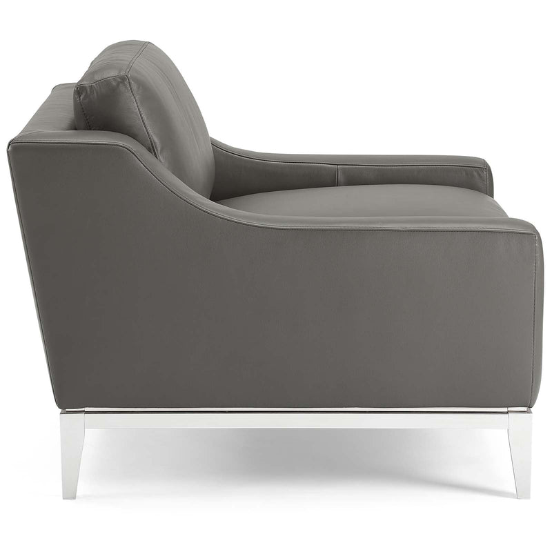 Kaiser Stainless Steel Base Leather Armchair