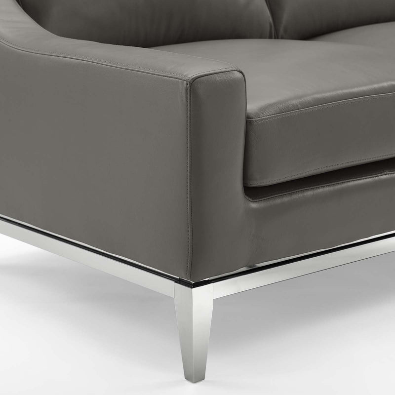 Kaiser Stainless Steel Base Leather Armchair