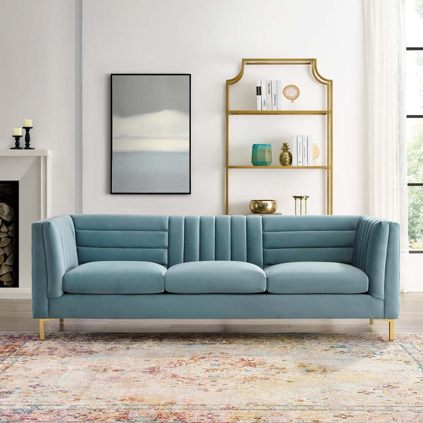 Lina Channel Tufted Performance Velvet Sofa