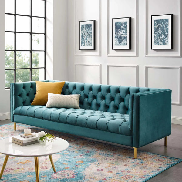 Georgia Tufted Button Performance Velvet Sofa