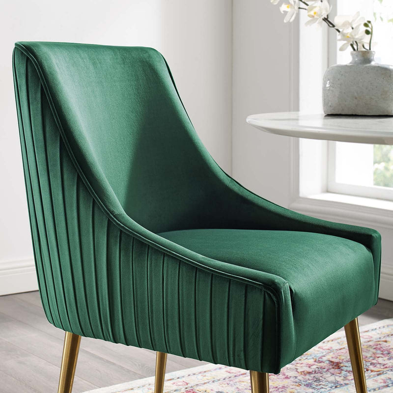 Avery Pleated Back Upholstered Performance Velvet Dining Chair