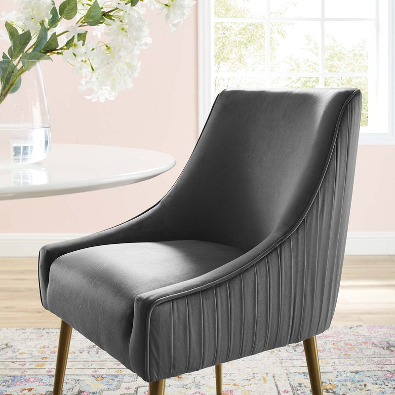 Avery Pleated Back Upholstered Performance Velvet Dining Chair