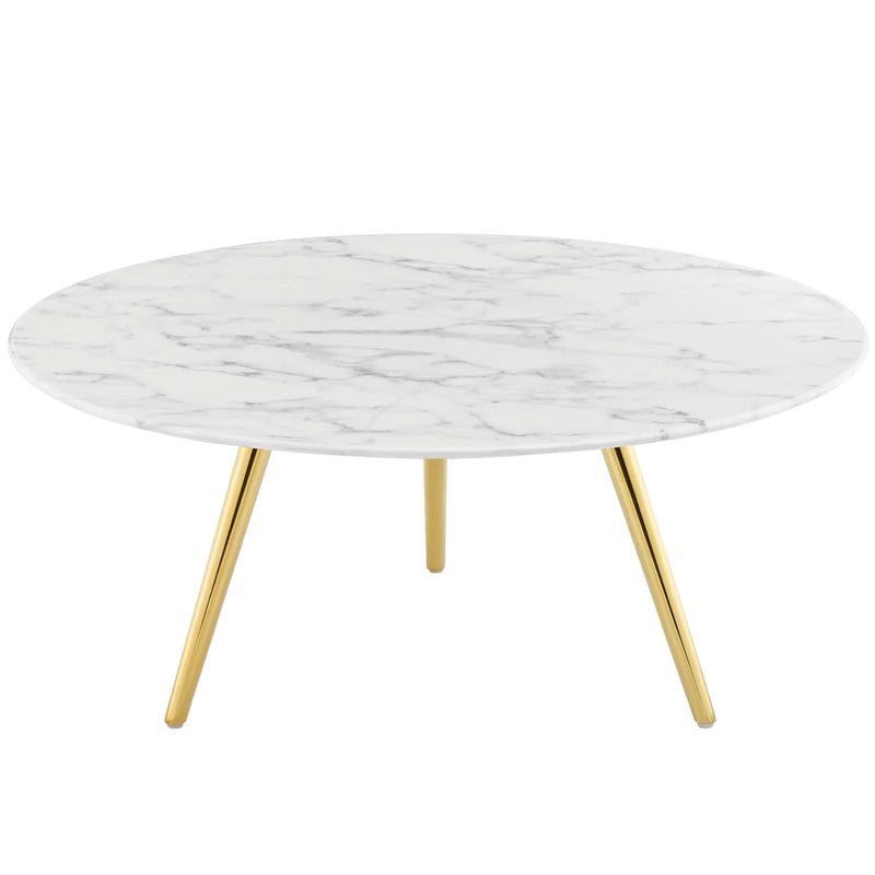 Atharv 36" Round Artificial Marble Coffee Table with Tripod Base