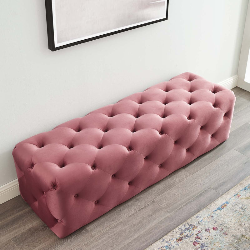 Anakin 60" Tufted Button Entryway Performance Velvet Bench