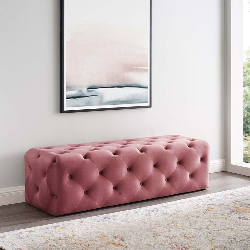 Anakin 60" Tufted Button Entryway Performance Velvet Bench