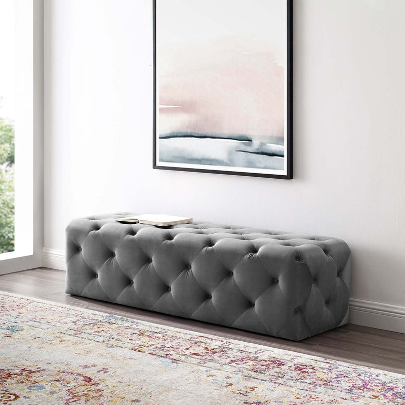 Anakin 60" Tufted Button Entryway Performance Velvet Bench