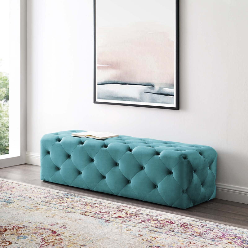 Anakin 60" Tufted Button Entryway Performance Velvet Bench