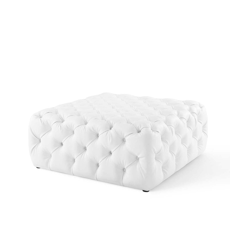 Anakin Tufted Button Large Square Faux Leather Ottoman