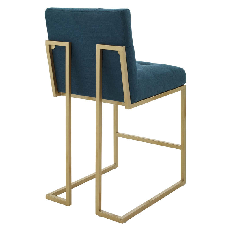 Dean Gold Stainless Steel Upholstered Fabric Counter Stool