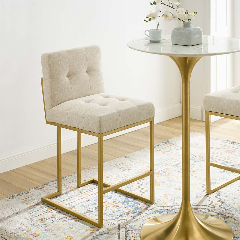 Dean Gold Stainless Steel Upholstered Fabric Counter Stool