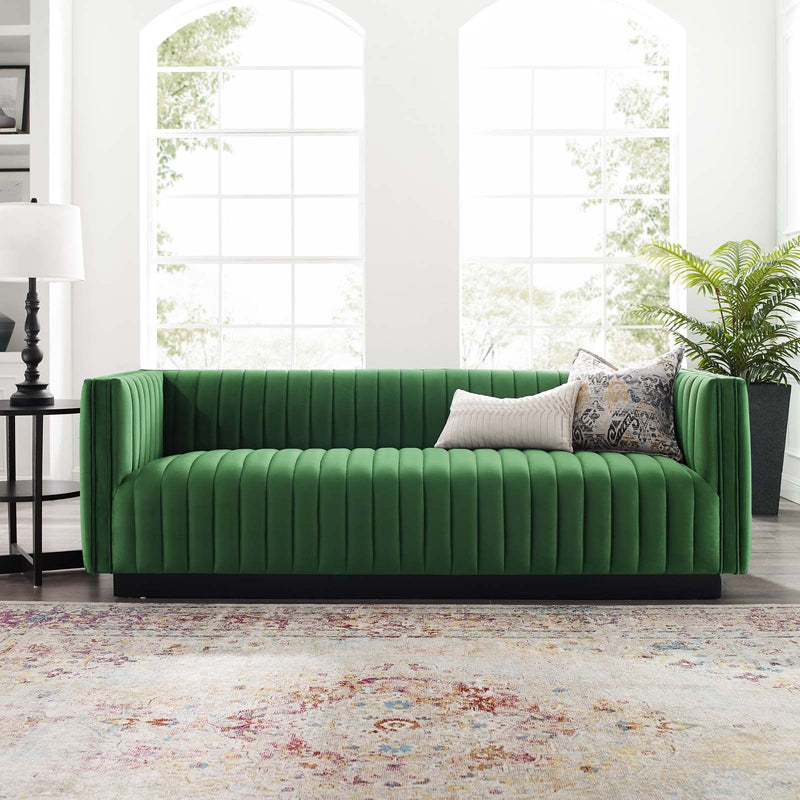 Legacy Channel Tufted Velvet Sofa