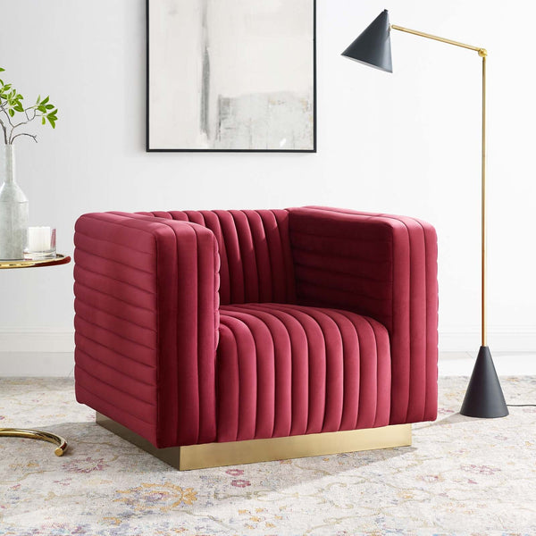 Jaden Channel Tufted Performance Velvet Accent Armchair