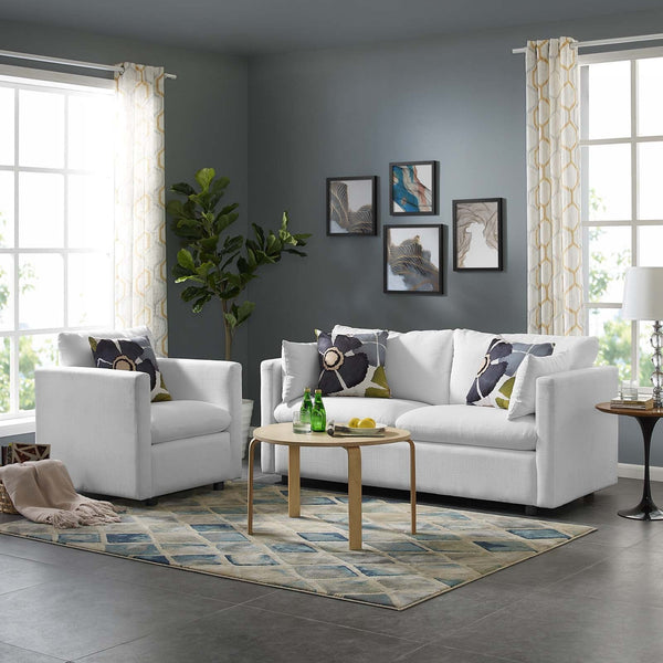 Charleigh Upholstered Fabric Sofa and Armchair Set